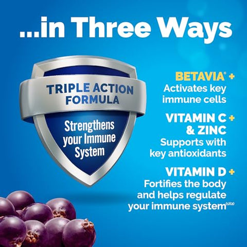 Emergen-C Immune Triple Action Immune Support Powder Betavia (R) 1000Mg Vitamin C B Vitamins Vitamin D And Antioxidants Elderberry 18 Count