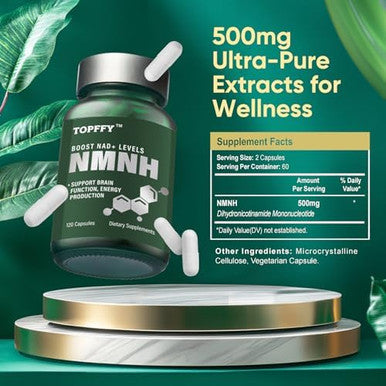 Nmnh (Dihydronicotinamide Mononucleotide) 500Mg Per Serving- High Purity Nad Supplement, For Boost Nad+ Levels, Anti-Aging, Energy And Concentration, 120 Capsules