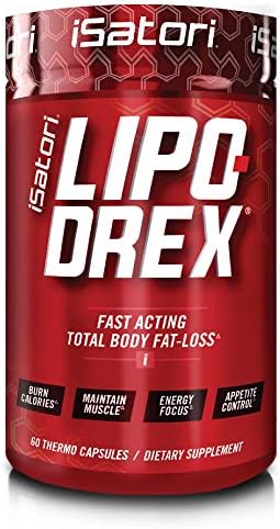 Isatori Lipo-Drex Fat Loss Thermogenic Formula - Fast Acting Weight Loss -Appetite Suppressant (60 Capsules) L-Carnitine Liquid Fat Burner And Metabolism Activator- Mixed Berry (32 Servings)