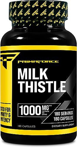 Primaforce Milk Thistle 180 Capsules 1000Mg Equivalent - Gluten Free, Non-Gmo Dietary Supplement, From 250Mg Of 4:1 Extract