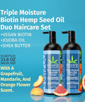 Hempz Hair Shampoo & Conditioner Set - Grapefruit & Peach Scent For Dry Damaged And Color Treated Hair Hydrating Softening Moisturizing With Biotin Duo Set 33.8 Fl Oz