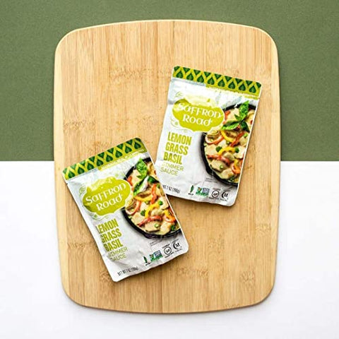 Saffron Road Simmer Sauce Lemongrass Basil & Coconut Curry - Non-GMO, Gluten-Free, Halal, Kosher, Vegan (7 Ounce (Pack of 8))