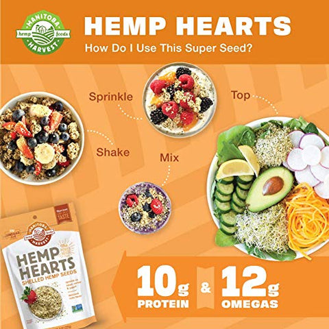 Manitoba Harvest Hemp Hearts Raw Shelled Hemp Seeds, 1lb; with 10g Protein & 12g Omegas per Serving, Non-GMO, Gluten Free - Packaging May Vary