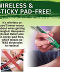 Hempvana Rocket Pain Relief Pen As Seen On Tv Wireless Tens Therapy Portable Muscle Stimulator - Same Technology Used By Doctors - Muscle Pain Relief -9 Adjustable Intensity Settings-3 Unique Heads