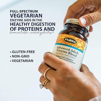 Flora Urgent Support Digestive Enzymes Digestion Support Supplement Aids Bloating & Nutrient Absorption Features 9 Enzymes Gluten & Nongmo 60 Vegetarian Capsules