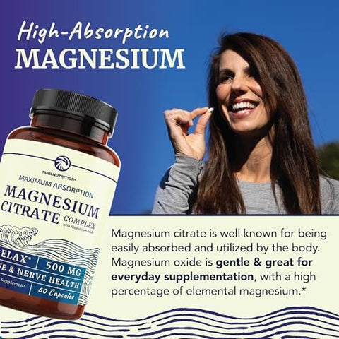 Vitamin D3 K2 5000 IU (60ct) and Magnesium Citrate 500 MG (60ct) Immune System Strong Bones Calm Relaxation Digestion and Muscle Support NonGMO