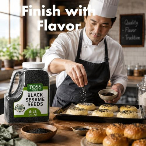 Black Sesame Seeds, 6 Lbs - Raw Unhulled Black Sesame Seed,Perfect for Stir-Fries and Coating for Meat and Fish Salad, Soup, Noodle & Sushi Topping Keto Nutty Flavor