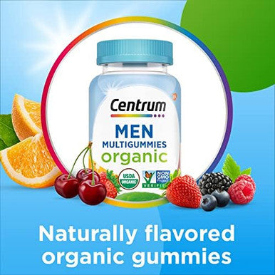 Centrum Men'S Organic Multigummies, Men'S Multivitamin Gummies, Organic Multivitamin For Men With Essential Nutrients For Immune Support, Energy, And Muscle Function - 90 Count