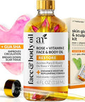 Artnaturals Face & Body Vitamin E Bio Oil 4.0Oz + Gua Sha Facial Tools Set - Organic Moisturizer Skincare For Scars Stretch Mark Cellulite & Nails - Great Massage Oil For Massaging Joint & Muscle