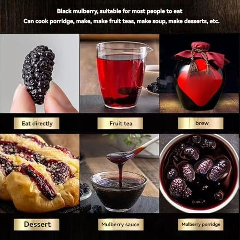 dried mulberries 9.87oz mulberry tea Dried Black Mulberries fantastic to add to teas or desserts or to just enjoy straight out of the jar