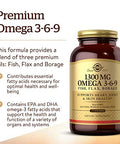 Solgar 1300 Mg Omega 3-6-9 120 Softgels - Fish Oil Supplement - Support For Joint & Skin Health - Includes Flaxseed & Borage - Contains Epa & Dha Omega 3 Fatty Acids 40 Servings