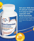 Cardiotabs Bone Essentials With Mcha & Collagen Calcium Supplement W/Calcium Hydroxyapatite For High Absorption Bone Density And Heart Supplement W/Vitamins Minerals & Proteins 120 Capsules