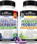 Advanced Strength Pre And Probiotics Supplement With Digestive Enzymes (2 Month Supply) Plus Elderberry With Zinc And Vitamin C For Adults Immune Support (2 Month Supply)
