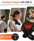 Rohvemj Cordless Neck Massager With Heat Red Light Therapy For Neck Neck Heating Pad For Pain Heated Neck Wrap 660Nm 850Nm Fsa Eligible Hsa Heated Neck Massager 3000Mah Battery Black