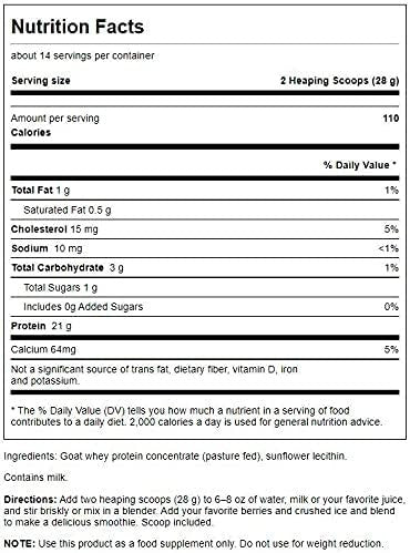 Swanson Goat Whey Protein Concentrate 14 Ounce (397 g) Pwdr