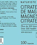 Naturiste Magnesium Citrate Men/Women Supplement - Fast action - 100 capsules - 100mg
