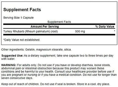 Swanson Turkey Rhubarb - Herbal Supplement for Digestive Health - Natural Formula - (100 Capsules 500mg Each) 3 Pack