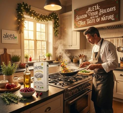 Aleta, USDA Organic Greek Extra Virgin Olive Oil, EU Certified Single Estate PDO Greece, 1 Lt (33.8 oz.) Tin, Kosher EK, Pack of 1