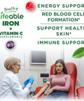 Lifeable Iron Gummies 20Mg With Vitamin C Great Tasting Blood Builder Iron Supplement Iron With Vitamin C For Iron Deficiency Iron Gummies For Women Men Adults 90 Gummies