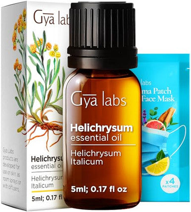 Gya Labs Helichrysum Oil For Skin (0.17 Fl Oz) & Frankincense Oil For Skin (0.34 Fl Oz) Set - Aromatherapy Grade Essential Oils Set - Gya Labs