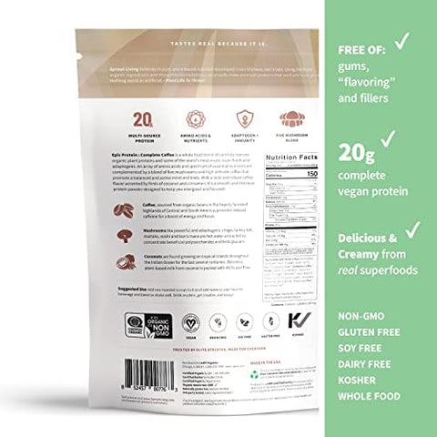 Sprout Living Epic Protein Bundle Chocolate Maca & Complete Coffee (20G Organic Plantbased Protein Powder Vegan Gluten Superfoods) 1Lb 12 Servings