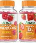 Lifeable Calcium Magnesium Zinc & Vitamin D + Vitamin D 5000 Iu Gummies Bundle Great Tasting Vitamin Supplement Gluten Gmo Chewable