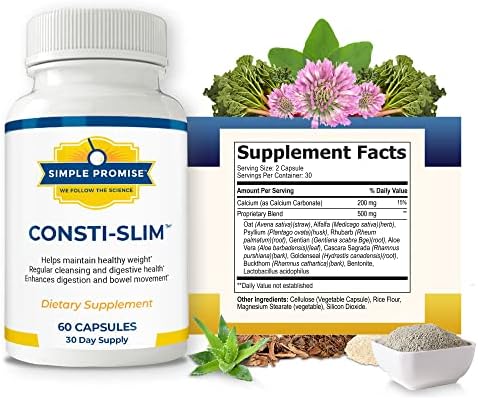 Simple Promise - Consti-Slim - Natural Digestive Health And Wellness Support Promotes Healthy Enzyme Activity 60 Capsules