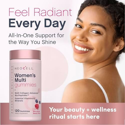 Neocell WomenS Multi Gummy With Collagen 120 Gummies Essential Vitamins and Minerals Berry Flavor Supplement