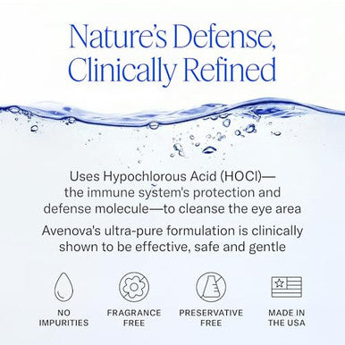 Avenova Eyelid And Eyelash Cleanser Spray - Gentle Pure Hypochlorous Acid Spray For Eye Irritation - Daily Lash And Eyelid Cleanser - 3-Pack 20Ml Glass Bottle