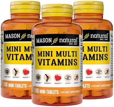 Mason Natural Mini Multi Vitamins Vitamins A C D3 E B1 B2 B3 B6 B12 Folate And Calcium For Overall Health 300 Day Supply
