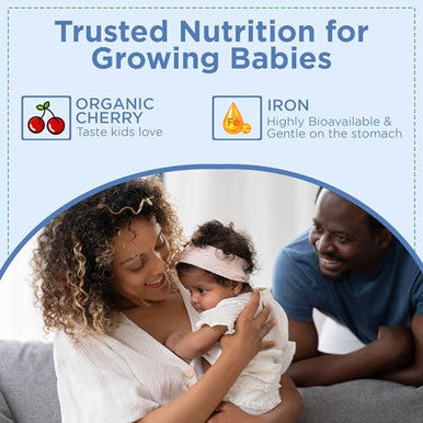 Wellements Organic Iron Drops For Newborn+ Babies (1 Fl Oz) - Cherry Flavor Liquid Iron Supplement For Infants - Toddler Iron Supplement For Kids (4Months+ To 3 Years) - Supports Growth & Development*
