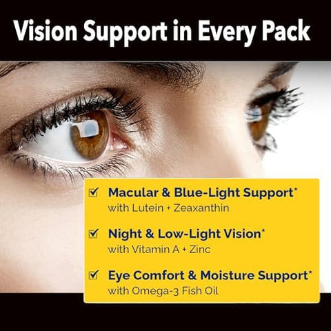 Daily Vitamin Packs for Men and Women Immune Energy and Heart Support with Vitamin D3 Omega3 Probiotics Methyl B12 and Vitamin C Multivitamin with Lutein Planet 3 Vitamin Packs 30 Packets