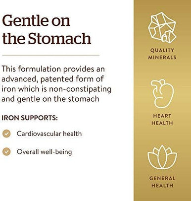 Solgar Gentle Iron Ideal For Sensitive Stomachsred Blood Cell Supplement Non Constipating and Gmo Vegan, Gluten & Dairy Free Kosher 180 Servings Unflavored 180 Count