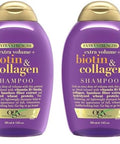Ogx Thick & Full + Biotin Collagen Extra Strength Volumizing Shampoo With Vitamin B7 Hydrolyzed Wheat Protein For Fine Hair. Sulfate- Surfactants Thicker Fuller Hair 13 Fl Oz (Pack Of 2)