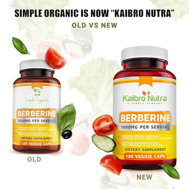 Kaibro Nutra Berberine 500mg 1000mg Per Serving for Supports Healthy Immune Function Anti oxidantGastrointestinal and Overall Wellness 120 Capsules