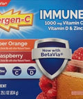 EmergenC Immune+ 1000 Mg Vitamin C + Vitamin D and Zinc (Super Orange 60 Ct/Raspberry 30Ct) 90 Packets