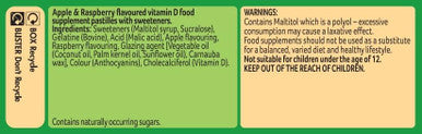 Bassetts Vitamins Adult Vitamin D Apple and Raspberry Flavour 30 Gummy Pastilles