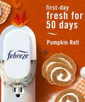 Febreze Plug In Air Freshener Odor-Fighting Scented Oil Refill Air Fresheners For Home And Bathroom And Kitchen Long Lasting For Strong Odors Pumpkin Roll Scent 0.87Oz Refills 2 Count