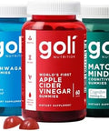 Goli 3 Bottles Of Goli Favorites Bundle: Ashwagandha Ksm-66 Apple Cider Vinegar Matcha Mind Supplements With Cognizin Vitamins D2 And B12