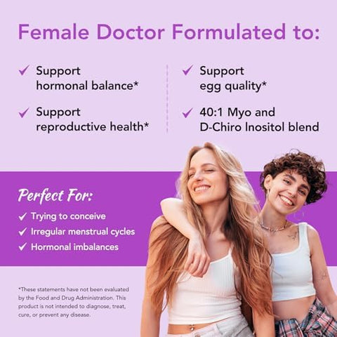 Premom Inositol Plus 2000mg MyoInositol and 50mg DChiro Inositol CoQ10 Folate and Vitamin D340: 1 Ratio Supports Hormonal Balance Ovarian and Reproductive Health 30 Day Supply