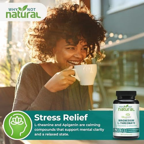 Magnesium LThreonate Complex with Apigenin and Ltheanine 90 Capsules Patented Magtein Supplement