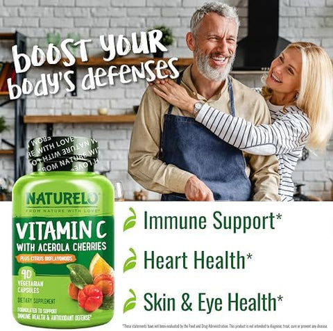 Naturelo Vitamin C Capsules 90 Count Vitamin B Complex 120 Count Bundle