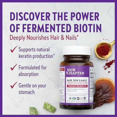 Chapter Biotin Supplement, Vegan Hair Skin And Nails Vitamins With Fermented Biotin + Astaxanthin - 60 Count