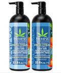 Hempz Hair Shampoo & Conditioner Set - Grapefruit & Peach Scent For Dry Damaged And Color Treated Hair Hydrating Softening Moisturizing With Biotin Duo Set 33.8 Fl Oz