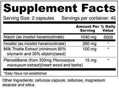 Lipid Helper NonFlush Niacin 520 mg Pterostilbene Milk Thistle 90 Capsules