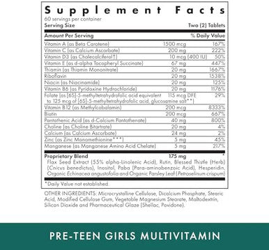 Michael'S Health Naturopathic Programs Pre-Teen Girls - 120 Vegetarian Tablets - Daily Multivitamin For Healthy Growth & Development - Kosher - 60 Servings