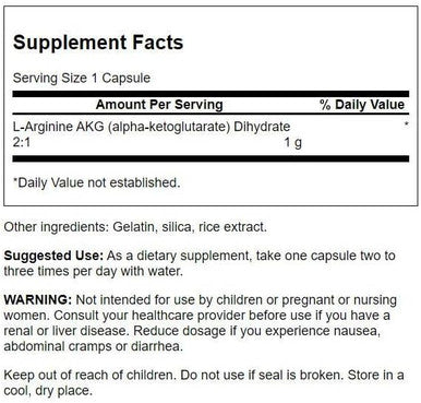 Swanson Amino Acid Maximum Strength Arginine Akg Nitric Oxide Enhancer 1000 Milligrams 90 Capsules