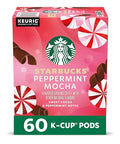 Starbucks K-Cup Coffee Pods, Peppermint Mocha Naturally Flavored Coffee for Keurig Brewers, 100% Arabica, Limited Holiday Edition, 6 Boxes (60 Pods Total)