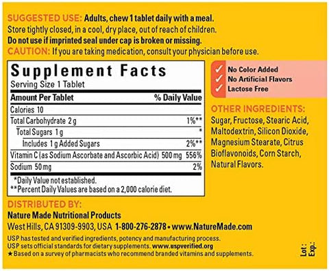 Nature Made Chewable Vitamin C 500 Mg Tablets 60 Count To Help Support The Immune System (Pack Of 3)