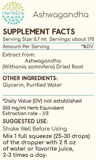 Ashwagandha B120 Alcohol-Free Herbal Extract Tincture, Super-Concentrated (Shui Qie, Indian Ginseng, Withania Somnifera) 4 fl oz